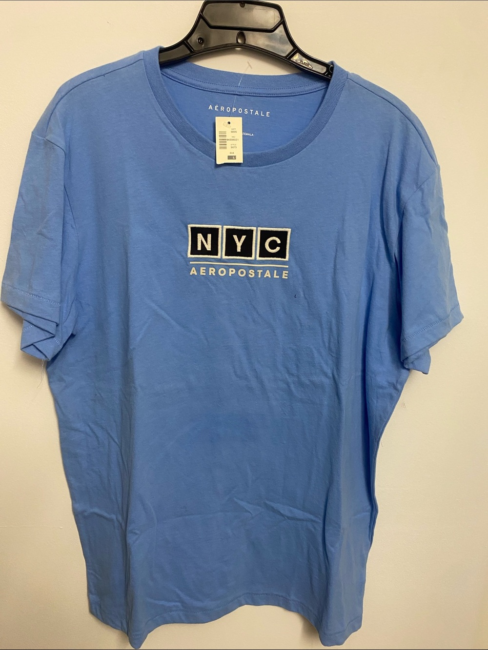 Aeropostale Light Blue NYC Logo Crew Neck Tee